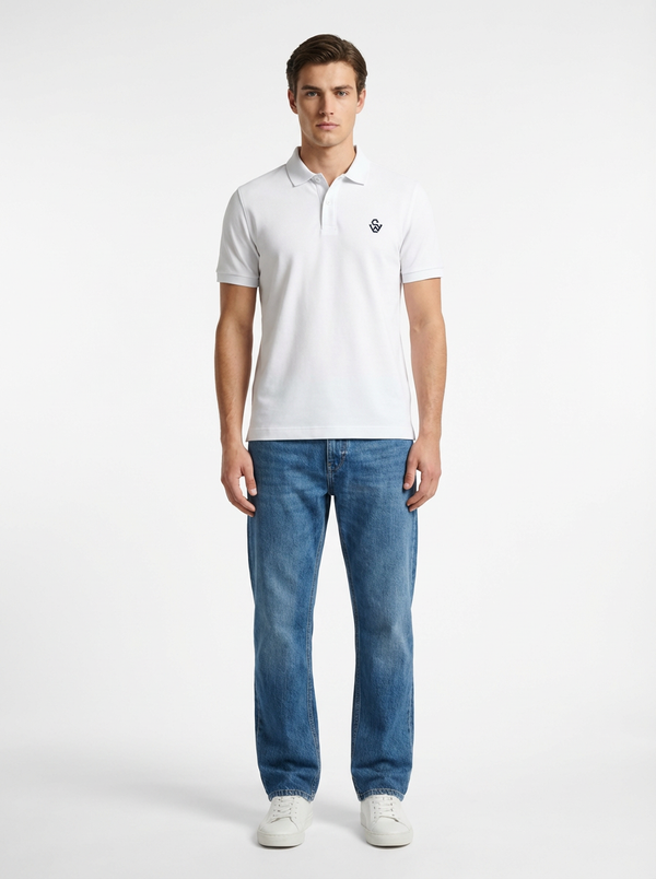 Polo signé SW Blanc