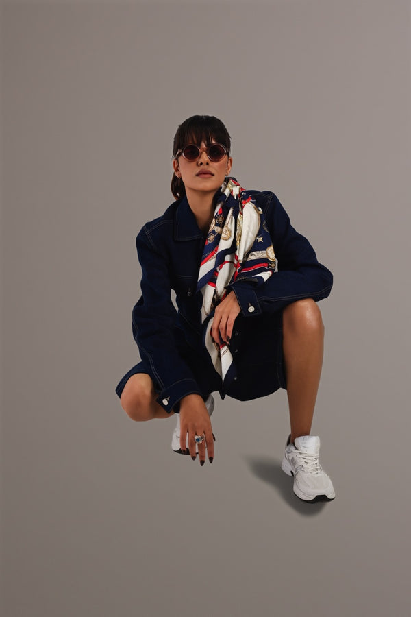 Ensemble en denim coordonné Bleu profond