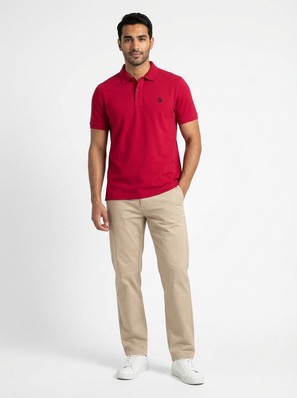 Polo signé SW Rouge alizarine